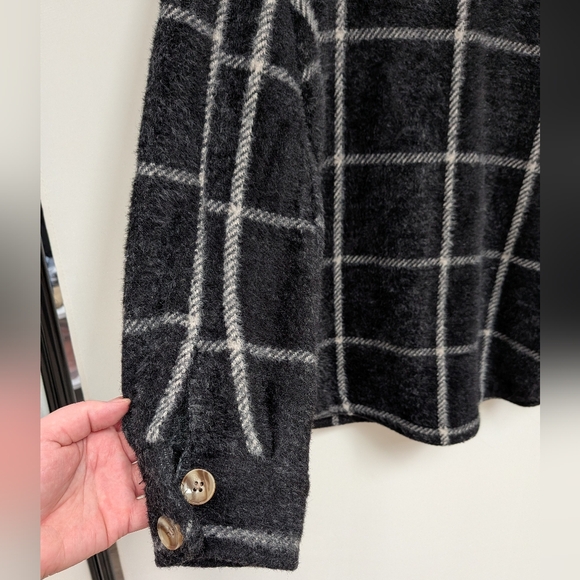 Z Supply Black White Plaid Tucker Shirt Jacket Relaxed Fit Size XS - Picture 14 of 15